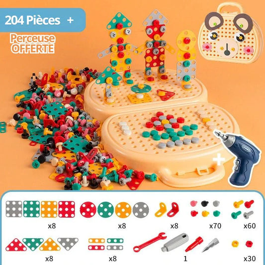 Boîte à outils de réparation pour enfants, 204 pièces